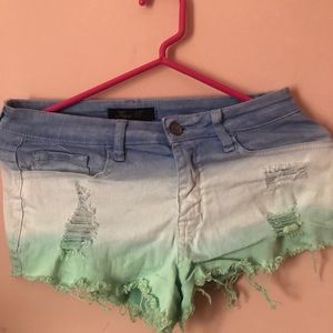 Tie dye ripped shorts